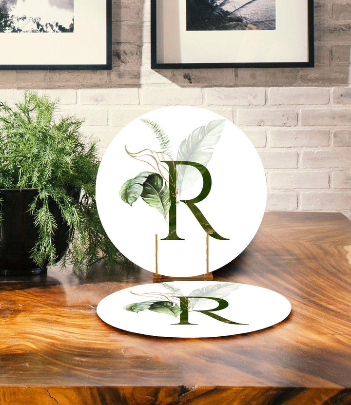 Green Leaves Placemat & Table Runner|Floral Table Top|Set of 2 Leaves Supla Table Mat|Round American Service Dining Underplate and Coasters