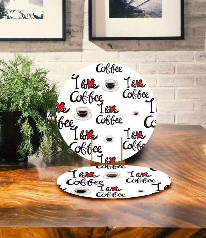 Coffee Placemat & Table Runner|Coffee Table Top|Set of 2 Coffee Supla Table Mat|Round American Service Dining Underplate and Coasters