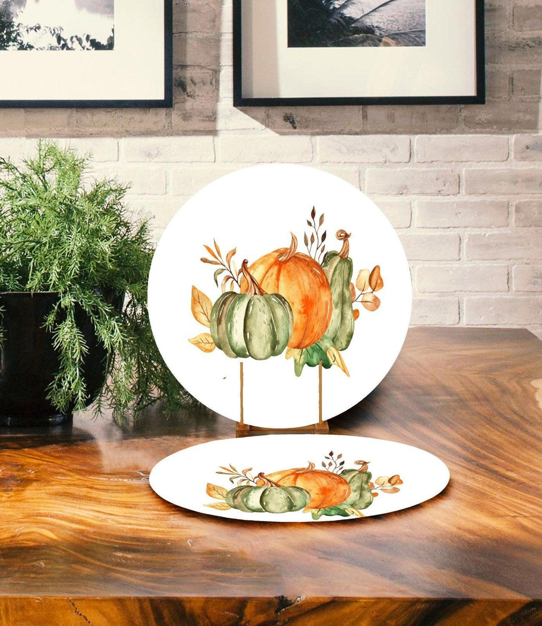 Pumpkin Placemat & Table Runner|Pumpkin Table Top|Set of 2 Pumpkin Supla Table Mat|Round American Service Dining Underplate and Coasters