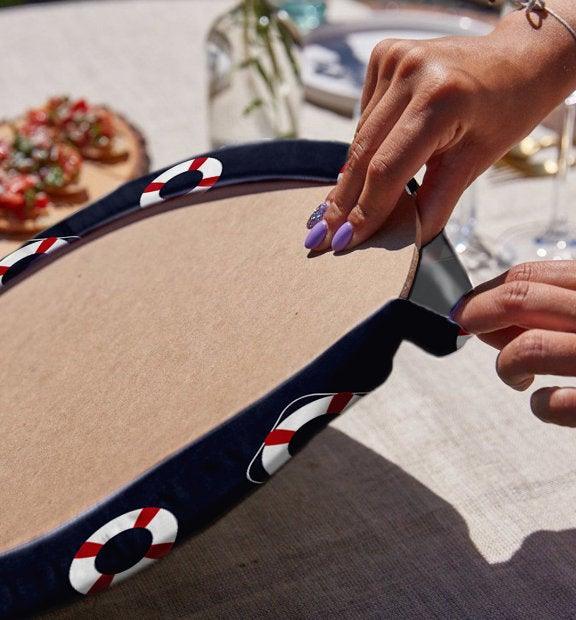 Nautical Placemat|Set of 2 Nautical Supla Table Mat|Life Saver Round American Service Dining Underplate|Navy Compass Beach House Coasters