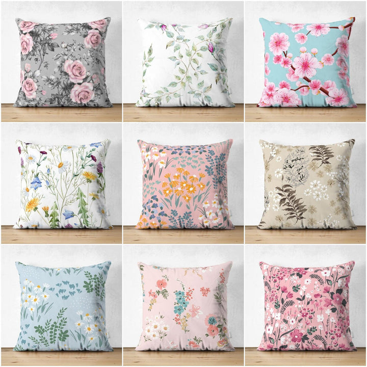 Floral Pillow Cover|Summer Trend Cushion Case|Pale Color Flowers Home Decor|Heartwarming Floral Suede Cushion|Farmhouse Style Pillow Case