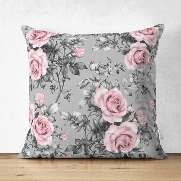 Floral Pillow Cover|Summer Trend Cushion Case|Pale Color Flowers Home Decor|Heartwarming Floral Suede Cushion|Farmhouse Style Pillow Case