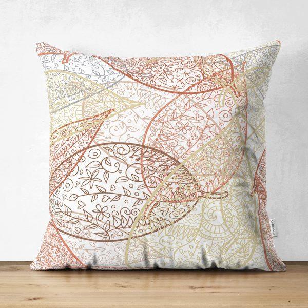 Abstract Leaf Pillow Cover|High Quality Suede Onedraw Cushion Case|Decorative Leaves Drawing Pillow Top|Farmhouse Style Floral Cushion Cover