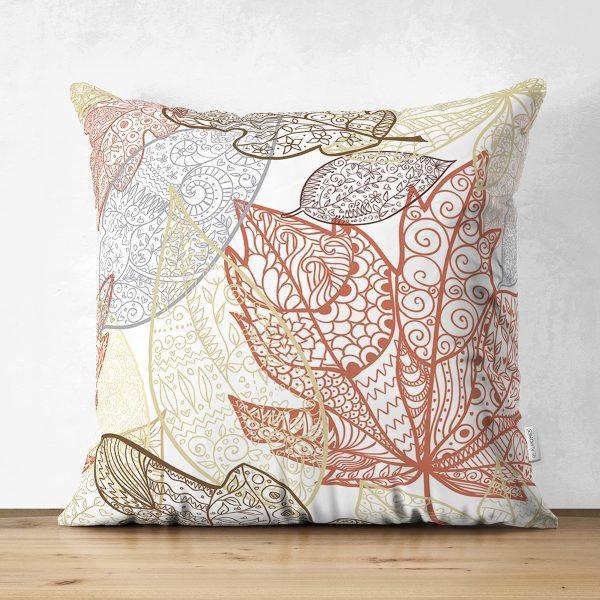 Abstract Leaf Pillow Cover|High Quality Suede Onedraw Cushion Case|Decorative Leaves Drawing Pillow Top|Farmhouse Style Floral Cushion Cover