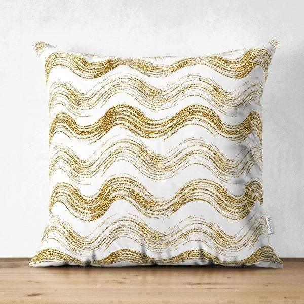 Gold Color Geometric Pillow Cover|Psychedelic Suede Cushion Case|Decorative Authentic Pillow Case|Rustic Home Decor|Bohemian Style Pillow