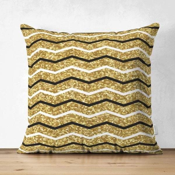 Gold Color Geometric Pillow Cover|Psychedelic Suede Cushion Case|Decorative Authentic Pillow Case|Rustic Home Decor|Bohemian Style Pillow