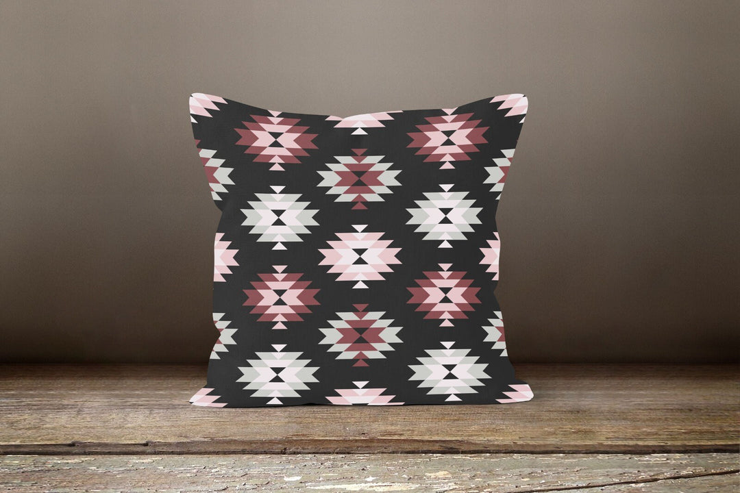 Rug Design Pillow Covers|Terracotta Southwestern Cushion| Decorative Aztec Print Ethnic Home Decor|Farmhouse Style Geometric Pillow Case