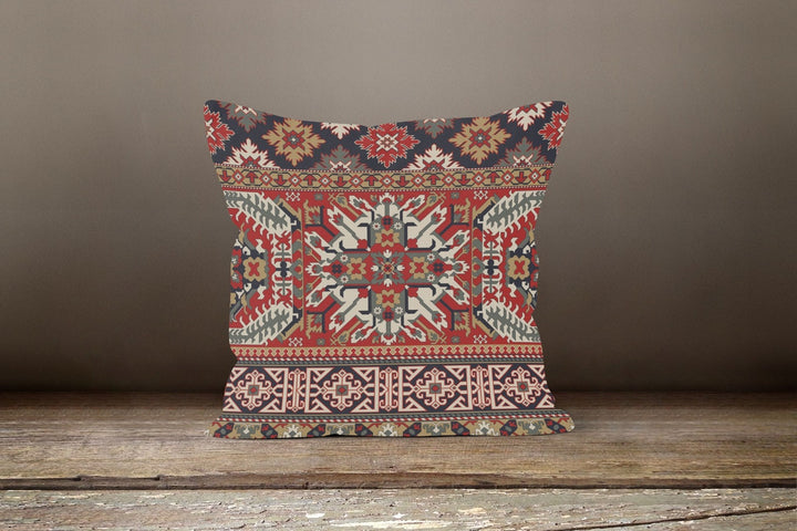 Rug Design Pillow Cover|Terracotta Southwestern Cushion Case|Decorative Aztec Print Ethnic Home Decor|Farmhouse Style Geometric Pillows Case