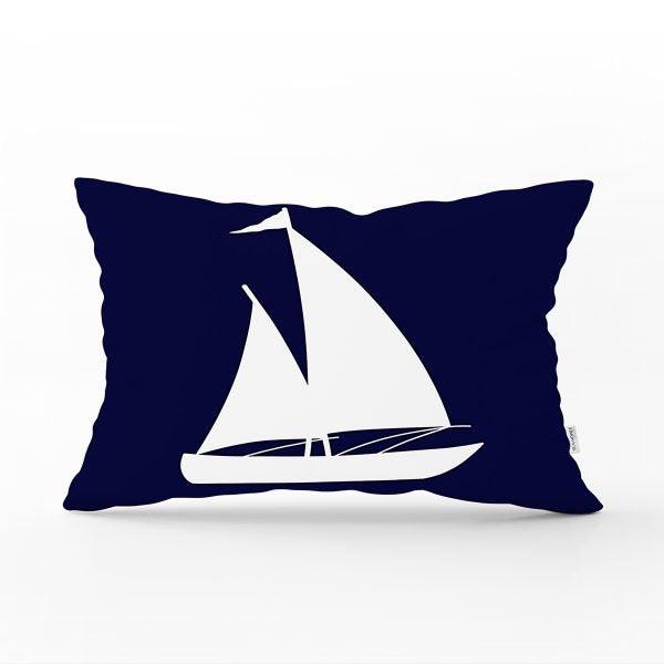 Nautical Pillow Case|Life Saver & Anchor and Wheel Pillow Cover|Decorative Yacht Cushion|Rectangle Beach House Pillow|Compass Cushion Cover