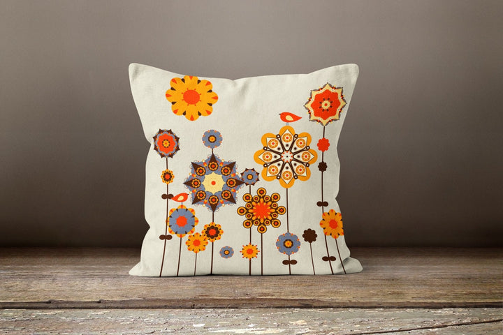 Sunflower Pillow Cover|Floral Drawing Pillow Cover|Decorative Cushion Case|Summer Trend Throw Pillow Case|Sunflower Illustration Pillow Case