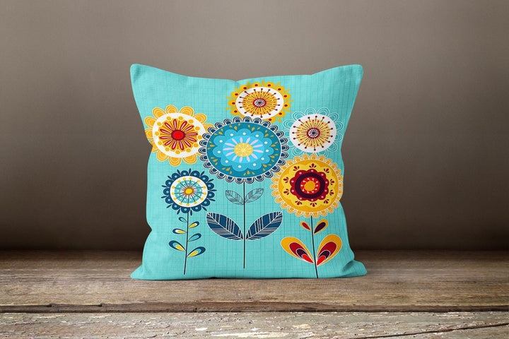 Sunflower Pillow Cover|Floral Drawing Pillow Cover|Decorative Cushion Case|Summer Trend Throw Pillow Case|Sunflower Illustration Pillow Case