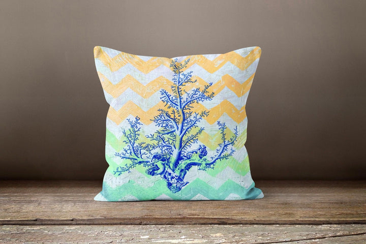 Coastal Pillow Cover|Beach House Pillow Top|Decorative Summer Marine Cushion|Nautical Throw Pillow|Starfish Seahorse Oyster Coral Cushion