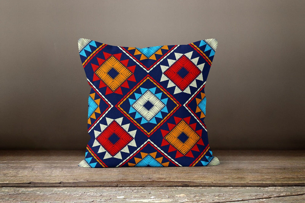 Rug Design Pillow Cover|Southwestern Cushion Case|Decorative Turkish Kilim Pillow Top|Authentic Home Decor|Aztec Print Ethnic Pillowcase