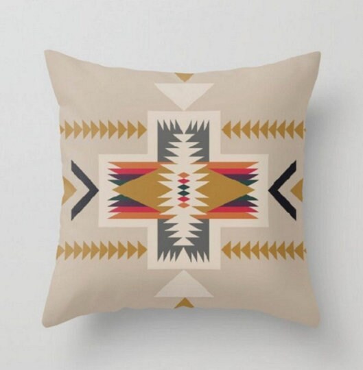 Rug Design Pillow Covers|Terracotta Southwestern Cushion Case|Decorative Aztec Print Ethnic Home Decor|Farmhouse Style Geometric Pillow Case