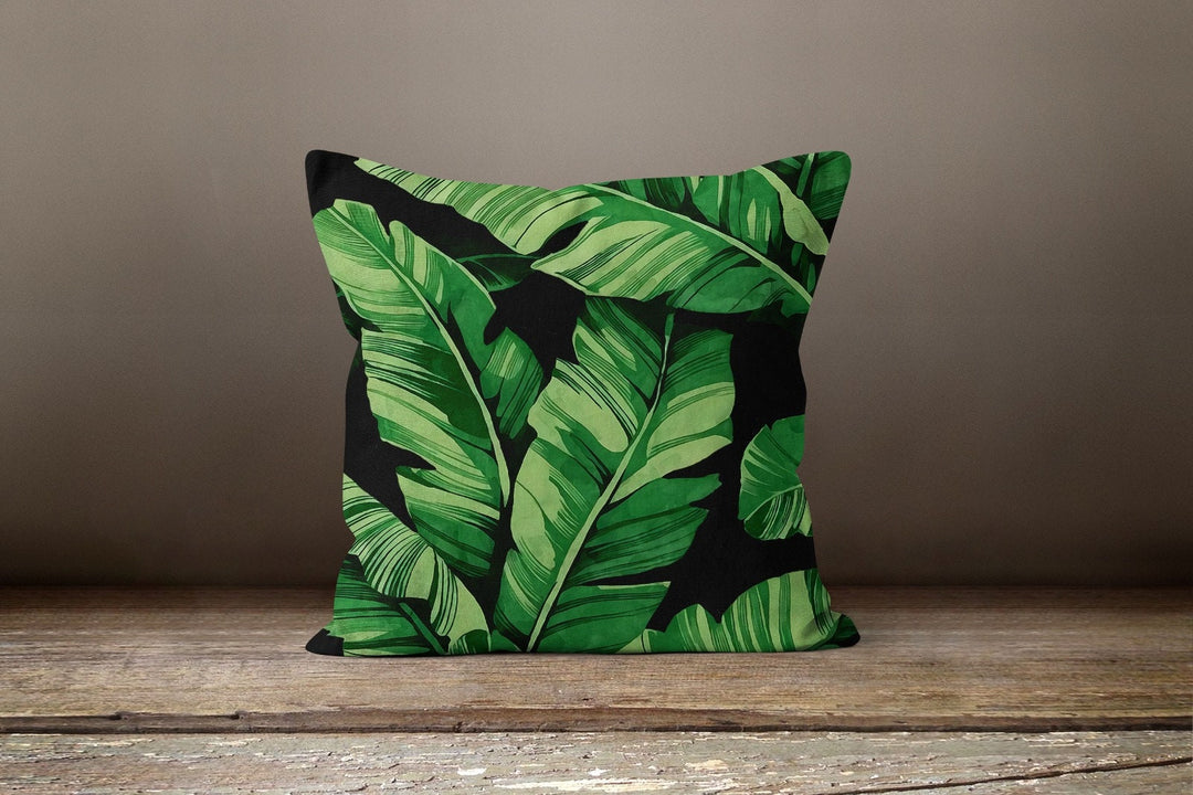 Plants Pillow Cover|Green Leaves Cushion Case|Striped Leaves Decor|Decorative Pillow Case|Boho Bedding Decor|Housewarming Palm Tree Pillow