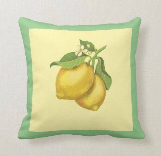 Lemons Pillow Cover|Floral Fresh Lemon Cushion Case|Decorative Green Lemon Tree|Colorful Lemons Home Decor|Housewarming Yellow Citrus Decor