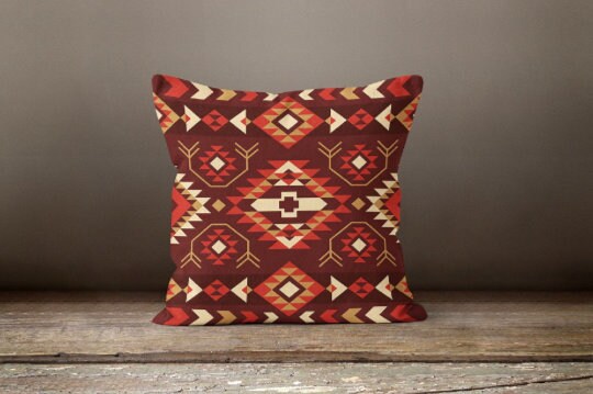 Rug Design Pillow Covers|Terracotta Southwestern Cushion Case|Decorative Pillow Top|Aztec Home Decor|Farmhouse Decor|Geometric Pillowcase