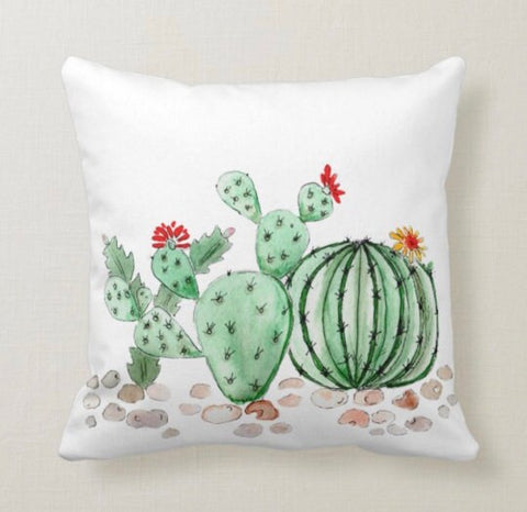 Cactus Pillow Cover|Cactus Cushion Case|Personalized Succulent Pillow|Boho Bedding Home Decor|Housewarming Floral Cactus Throw Pillow Case