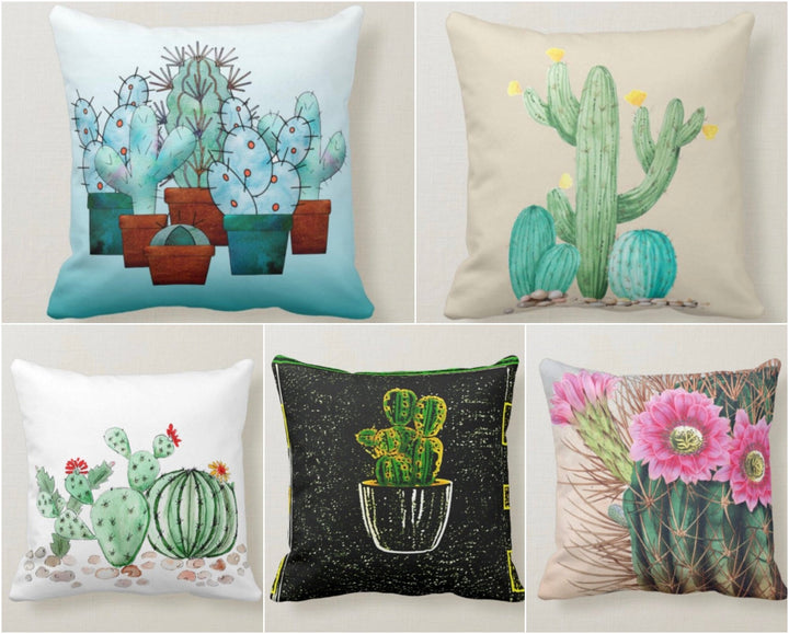 Cactus Pillow Cover|Cactus Cushion Case|Personalized Succulent Pillow|Boho Bedding Home Decor|Housewarming Floral Cactus Throw Pillow Case