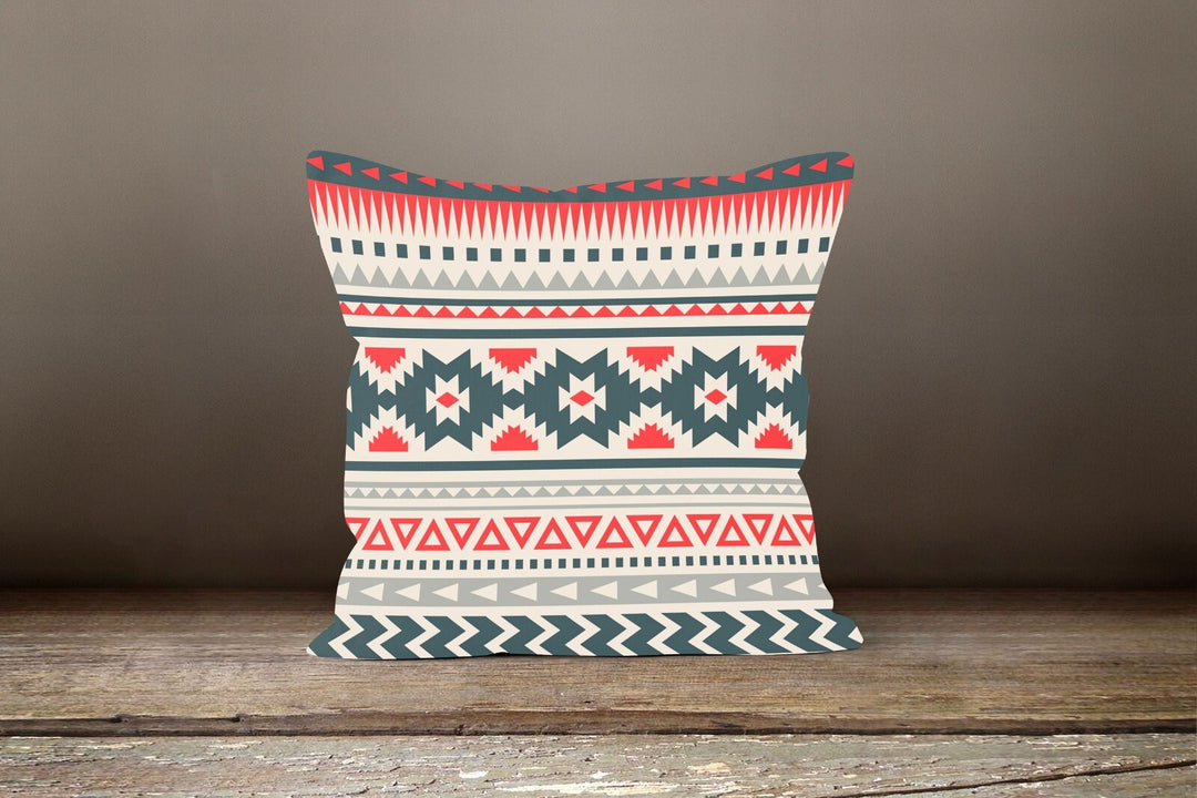 Rug Design Pillow Cover|Terracotta Southwestern Cushion Case|Decorative Aztec Print Ethnic Home Decor|Farmhouse Style Geometric Pillow Case