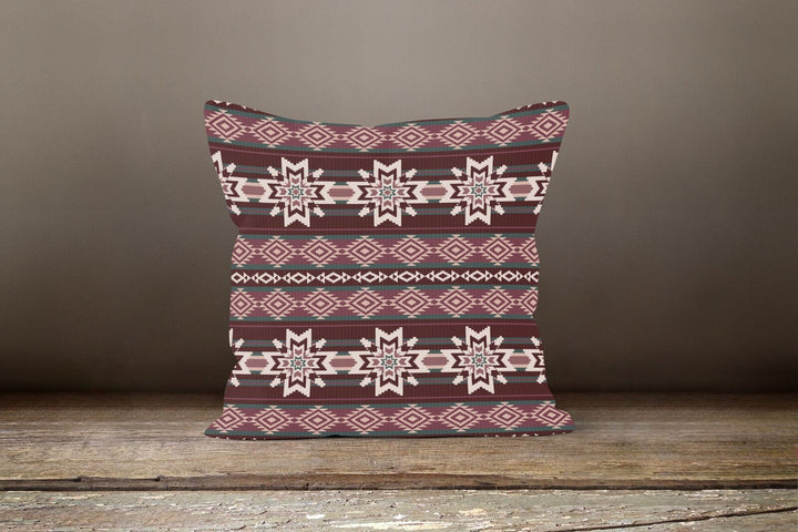 Rug Design Pillow Cover|Terracotta Southwestern Cushion Case|Decorative Aztec Print Ethnic Home Decor|Farmhouse Style Geometric Pillow Case