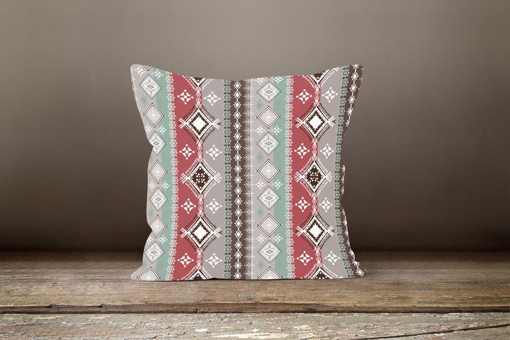 Rug Design Pillow Cover|Terracotta Southwestern Cushion Case|Decorative Aztec Print Ethnic Home Decor|Farmhouse Style Geometric Pillow Case