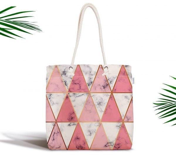 Marble Pattern Fabric Shoulder Bag|Special Geometric Design Handbag|Beach Tote Bag|Daily Shoulder Bag with Inner Pocket|Shopping Bag for Her