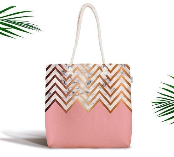 Marble Pattern Fabric Shoulder Bag|Special Geometric Design Handbag|Beach Tote Bag|Daily Shoulder Bag with Inner Pocket|Shopping Bag for Her