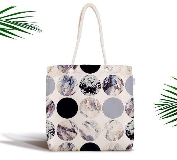 Marble Pattern Fabric Shoulder Bag|Special Geometric Design Handbag|Beach Tote Bag|Daily Shoulder Bag with Inner Pocket|Shopping Bag for Her