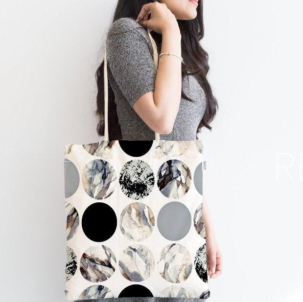 Marble Pattern Fabric Shoulder Bag|Special Geometric Design Handbag|Beach Tote Bag|Daily Shoulder Bag with Inner Pocket|Shopping Bag for Her