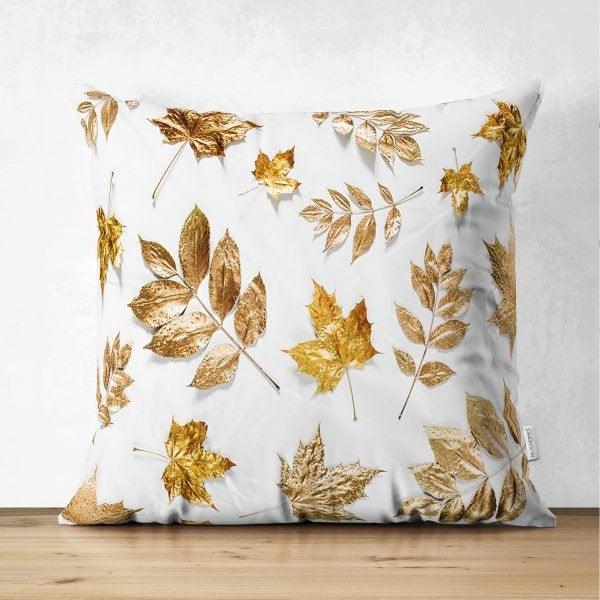 Fall Trend Pillow Cover|Suede Autumn Cushion Case|Gold Leaves Throw Pillow|Decorative Pillow Case|Housewarming Farmhouse Thanksgiving Pillow