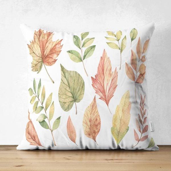 Fall Trend Pillow Cover|Suede Autumn Cushion Case|Pale Color Leaves Throw Pillow|Decorative Pillow Case|Farmhouse Thanksgiving Pillow Cover