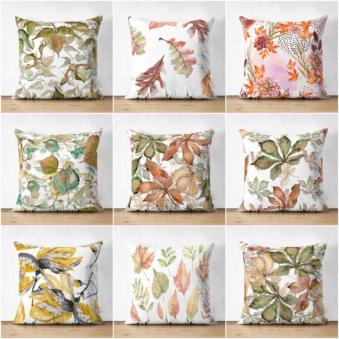 Fall Trend Pillow Cover|Suede Autumn Cushion Case|Pale Color Leaves Throw Pillow|Decorative Pillow Case|Farmhouse Thanksgiving Pillow Cover