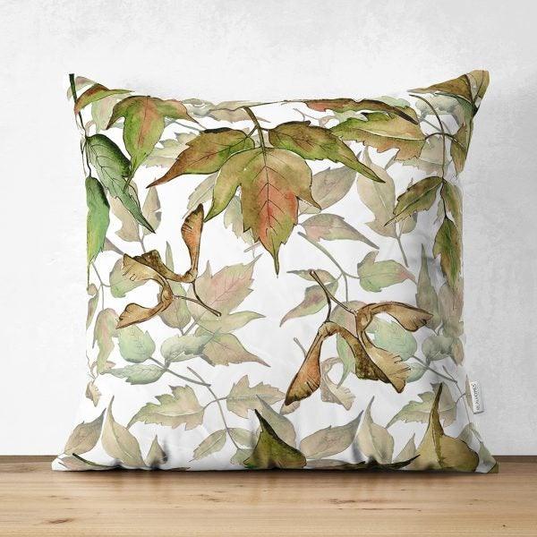 Fall Trend Pillow Cover|Suede Autumn Cushion Case|Pale Color Leaves Throw Pillow|Decorative Pillow Case|Farmhouse Thanksgiving Pillow Cover