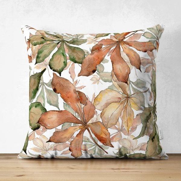 Fall Trend Pillow Cover|Suede Autumn Cushion Case|Pale Color Leaves Throw Pillow|Decorative Pillow Case|Farmhouse Thanksgiving Pillow Cover