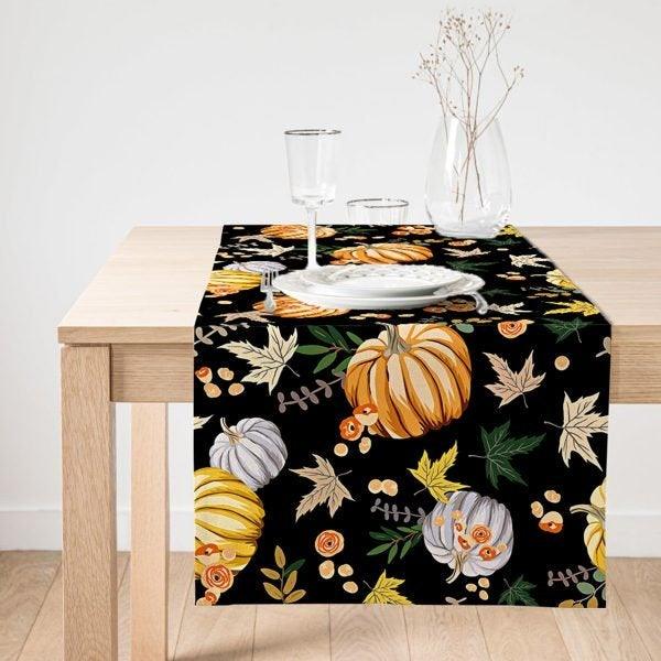 Fall Trend Table Runner|High Quality Pumpkin Table Runner|Orange Home Decor|Farmhouse Table Decor|Autumn Home Decor|Gray Pumpkin Tablecloth