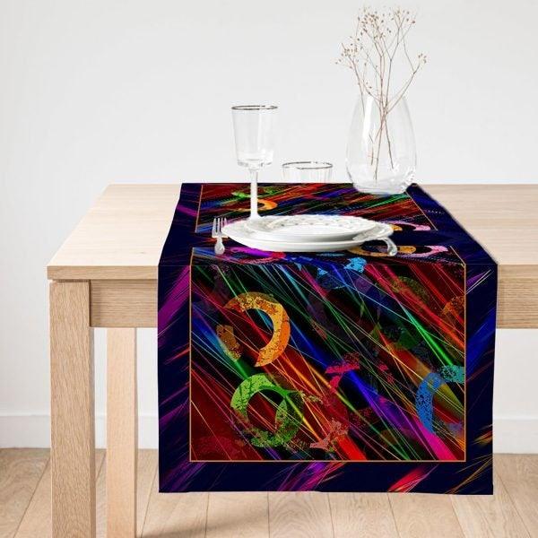 Abstract Table Runner|Decorative Table Runner|Colorful Pattern Suede Runner|High Quality Table Decor|Farmhouse Style Modern Table Runner