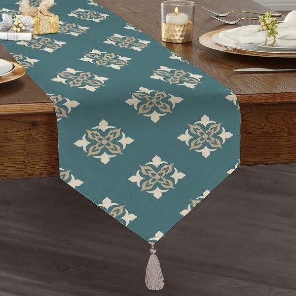 Decorative Table Runner|High Quality Triangle Chenille Table Runner|Ethnic Pattern Table Runner|Bohemian Style Authentic Tasseled Runner