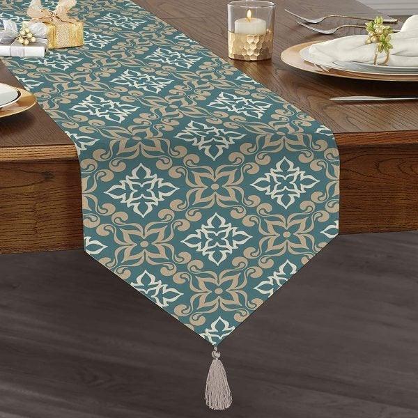 Decorative Table Runner|High Quality Triangle Chenille Table Runner|Ethnic Pattern Table Runner|Bohemian Style Authentic Tasseled Runner