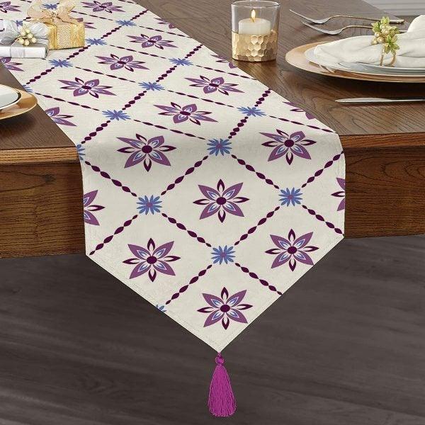 Decorative Table Runner|High Quality Triangle Chenille Table Runner|Ethnic Pattern Table Runner|Bohemian Style Authentic Tasseled Runner