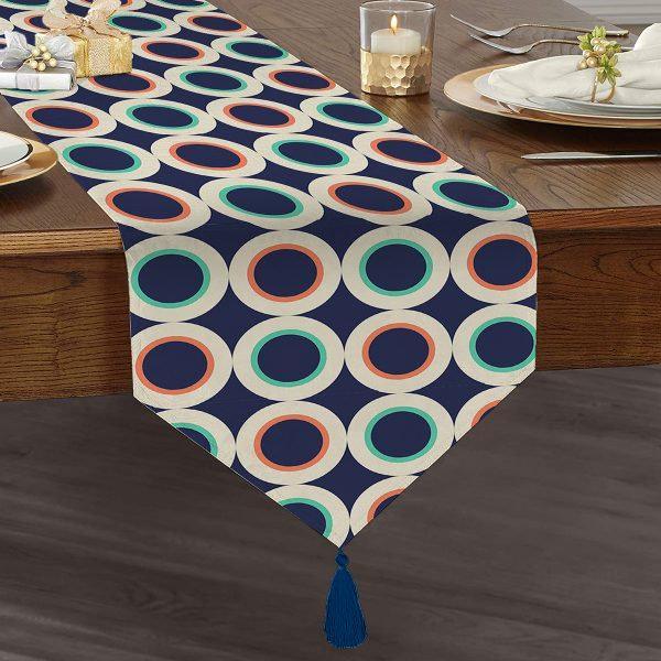 Abstract Geometric Table Runner|High Quality Triangle Chenille Tabletop|Decorative Tabletop|Psychedelic Home Decor|Modern Tasseled Runner