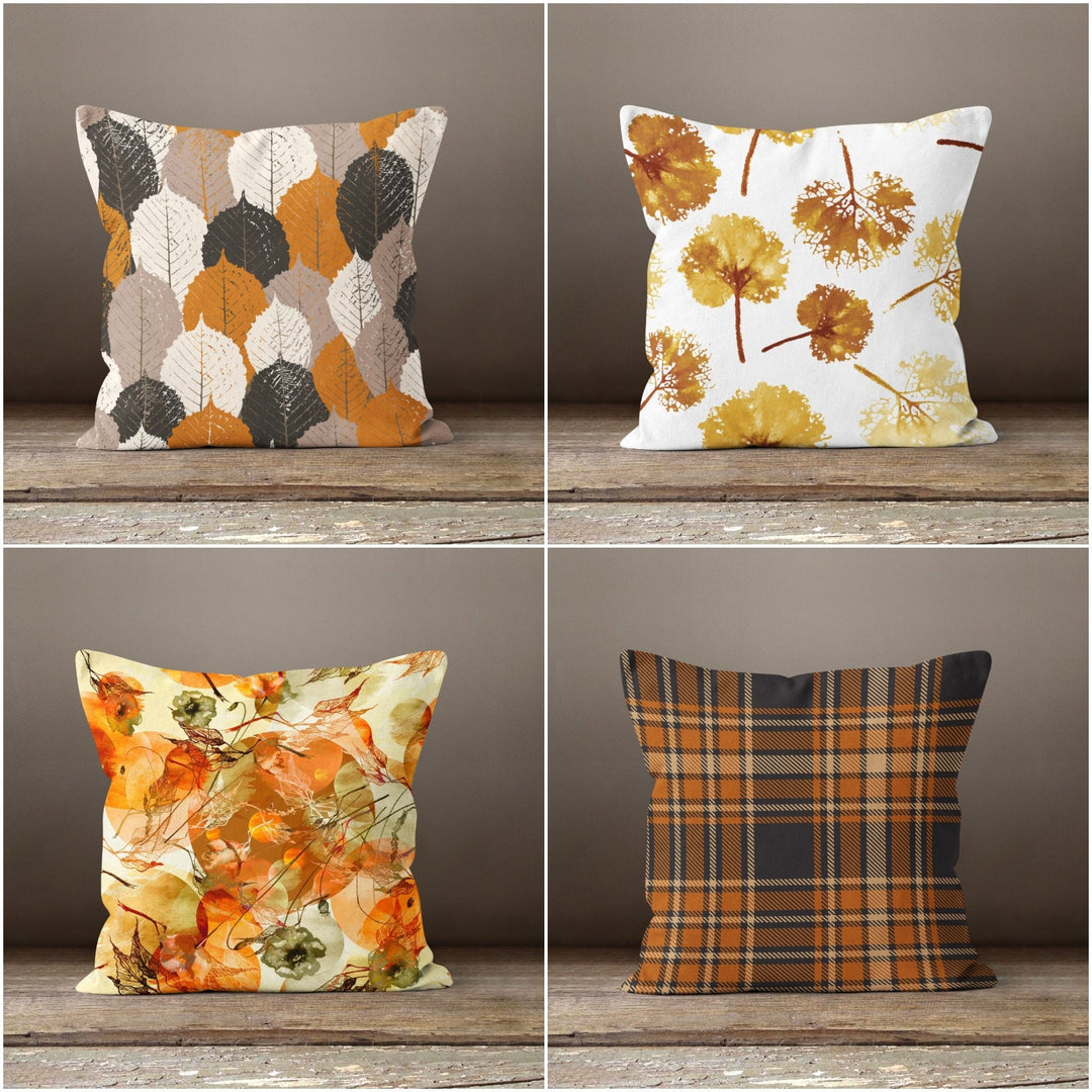 Fall Trend Pillow Cover|Autumn Cushion Case|Dry Leaves Throw Pillow|Decorative Cushion Case|Housewarming Farmhouse Style Outdoor Pillow Top