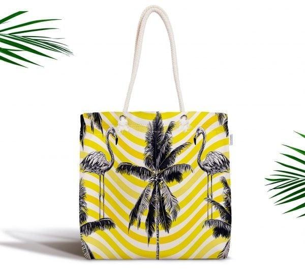 Flamingo Shoulder Bag|Gray Flamingo Fabric Handbag|Palm Tree Pineapple Flamingo Handbag|Beach Tote Bag|Boho Style Women&#39;s Purse|Shopping Bag