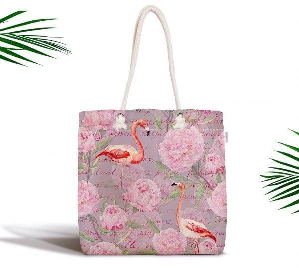 Flamingo Shoulder Bag|Pink Flamingo Fabric Handbag|Cute Bird Special Design Handbag|Beach Tote Bag|Boho Style Women&#39;s Purse|Shopping Bag