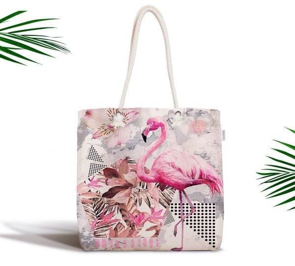 Flamingo Shoulder Bag|Pink Flamingo Fabric Handbag|Cute Bird Special Design Handbag|Beach Tote Bag|Boho Style Women&#39;s Purse|Shopping Bag