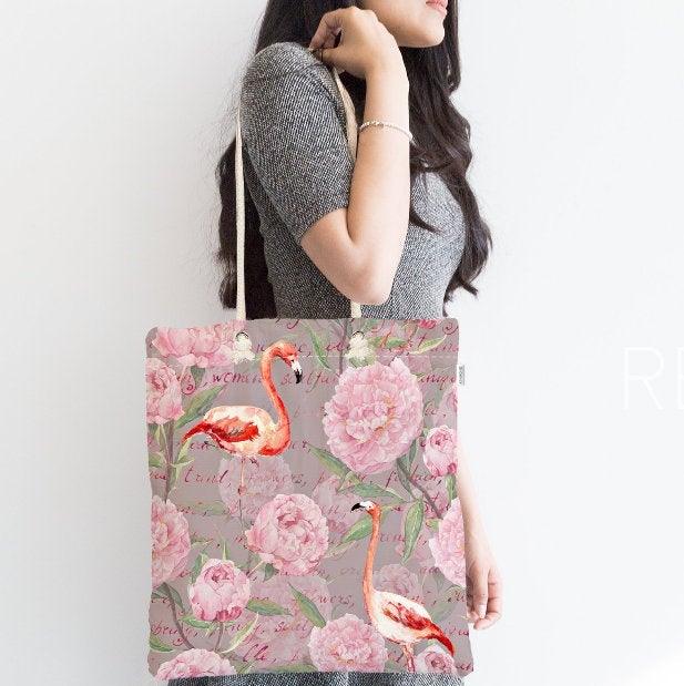 Flamingo Shoulder Bag|Pink Flamingo Fabric Handbag|Cute Bird Special Design Handbag|Beach Tote Bag|Boho Style Women&#39;s Purse|Shopping Bag