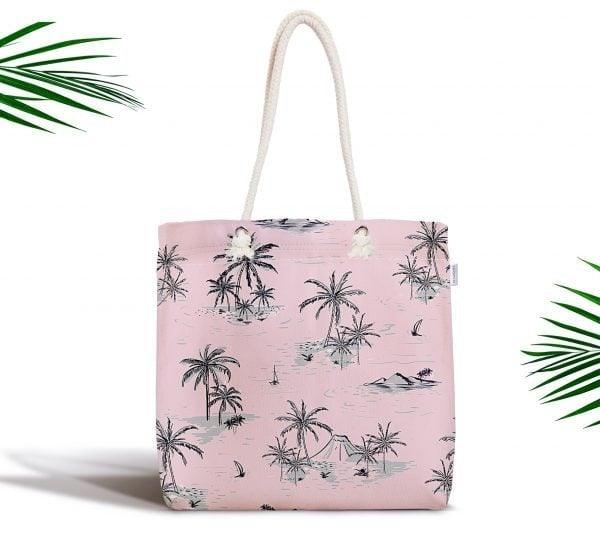 Palm Tree Shoulder Bag|Floral Fabric Handbag with Black Blue Green Palm Tree|Floral Beach Tote Bag|Summer Trend Messenger Bag|Gift for Her