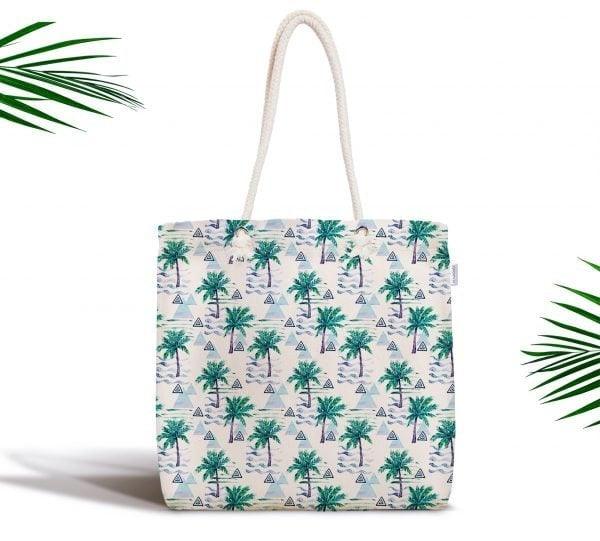 Palm Tree Shoulder Bag|Floral Fabric Handbag with Green and Purple Palm Tree|Floral Beach Tote Bag|Summer Trend Messenger Bag|Gift for Her