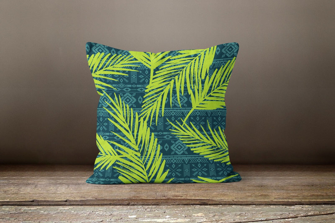 Plants Pillow Cover|Green Leaves Pillow Cover|Floral Cushion Case|Decorative Pillow Case|Boho Bedding Decor|Housewarming Outdoor Pillow Gift