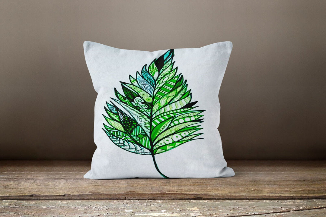 Plants Pillow Cover|Green Leaves Pillow Cover|Floral Cushion Case|Decorative Pillow Case|Boho Bedding Decor|Housewarming Outdoor Pillow Gift